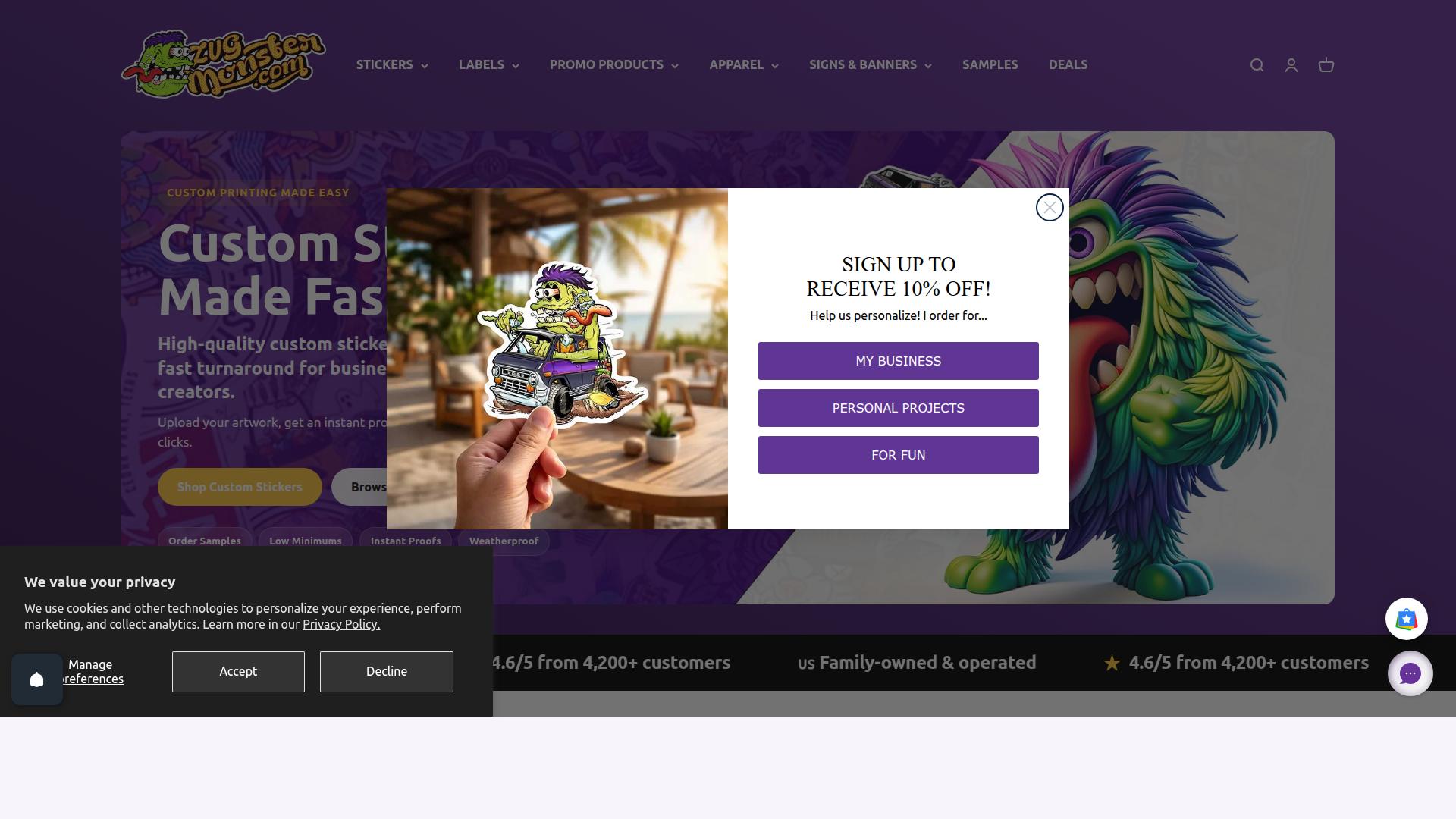 Zug Monster website